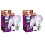 Philips WiZ 10W E27 Wi-Fi & Bluetooth LED Smart Bulb with Music Sync, Compatible with Amazon Alexa & Google Assistant, 16 Million Colours & Motion Sensing Technology | Pack of 2