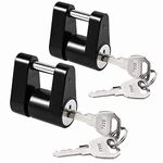 AC-DK 2 Pack Trailer Hitch Coupler Lock, 1/4" Dia, 3/4" Span,Heavy-Duty Steel Trailer Coupler Lock with 4 Keys Alike, Zinc Alloy Trailer Tongue Lock for Tow Boat RV Truck Car's Coupler (Black)