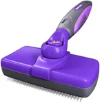 Hertzko Self-Cleaning Dog & Cat Slicker Brush for Pets with Long Or Short Hair, Dog Brush for Shedding Short Hair, Cat & Dog Grooming Brush, Cat Comb, Dog Comb, Deshedding Dog Brush - Purple