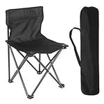 YSSOA Portable Folding Camping Chair with Carry Bag for Adults, Collapsible Anti-Slip Padded Oxford Cloth Stool for Beach, Hiking, Fishing, Gardening, Picnic Color: Black, Size: Small