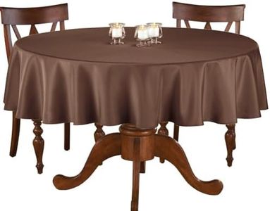 Collections Etc 70 Inch Round Solid Colored Tablecloth, 100% Durable Polyester, Chocolate