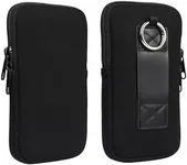 Mobile Phone Belt Pouch, Cell Phone Belt Clip Case Men, Small Phone Belt Holder for iPhone 16 15 Pro, 6.1" Universal Waist Pack Belt Loop Holster Carrying Bag for Work Hiking Camping Barbecue, Black