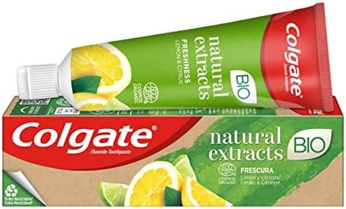 Colgate Natural Extracts BIO Frescura de Limón y Cítricos Pasta de Dientes, 75ml, Dentífrico Orgánico y Vegano, Ingredientes de Origen Natural, Sabor a Limón, Aceite de Limón Puro, Frescor Natural