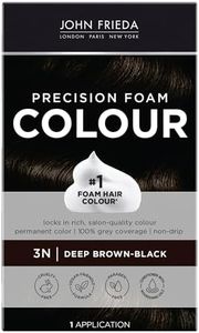 John Frieda Brown Black Permanent Precision Hair color Foam Hair Color Kit, Brown Black Hair Dye, 3N Deep Brown Black Hair Color, 1 Application