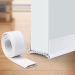 Door Draft Excluder for Doors Silicone - No Sticking Front Door Draught Excluder for Bottom of Door Weather Strip Sound Proofing for Doors, Under Door Seal 39" Length by YOUSHARES (White)