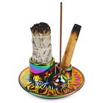 Gixemeva Incense Burner Holder, Palo Santo Holder, Candle Sticks Holder Tray, Sage Holder for Burning, Ceramic Ash Catcher Tray, Smudge Sticks Tray, Meditation Yoga Accessories Home Décor