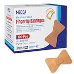 Flexible Fabric Finger Bandages - 100 Count Box of Flex Fabric Adhesive Bandages Finger-Tip Bandages for Finger Care and to Protect Wounds