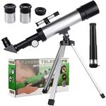 Homa 90X Astronomical Landscape Telescope Kids Telescope with Tripod, 2 Magnification Eyepieces, 1.5X Barlow Len for Kids Ages 6+