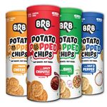 BRB Popped Potato Chips | Not Baked, Not Fried | 4 Tubs X 85 Grams | 4 Flavours - Bhel, Spicy Chipotle, Salt & Pepper, Pasta Cheese | 60% Less Fat | Low Calorie | Healthy Snack