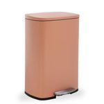 13 Gallon 50 Liter Kitchen Trash Can,Stainless Steel Metal Lid Step Can, Garbage Can with Removable Plastic Inner Bucket, Waste Bin for Office Kitchen Living Room Bedroom (Pink)