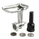 Lakeland Deluxe Stand Mixer Meat Mincer Attachment – Food Grinder & Sausage Maker Accessory with 3 Grinding Discs (Fine, Medium, Coarse), Die-Cast Aluminium, Silver