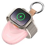 GagaKing for Apple Watch Charger, Fast Charging Portable iWatch Charger 1400mAh Power Bank Magnetic Travel Keychain Accessories Charger for Apple Watch Series 10/9/8/7/6/5/4/3/2/SE/Ultra 2/Ultra, Pink