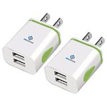 Pipestation UK to USA Plug Adapter with USB 2 Pack - 2 USB Ports for American Travel - Compact UK to US plug adaptor - UK to USA plug adapter - UK to US Plug Adapter for Canada, Mexico & More