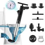 Toilet Plunger Set, Biupky Air Plunger for Drain with Real-Time Barometer, Sink Plunger Kitchen Bathroom, Stainless Steel Toilet Clog Remover for Bathroom Toilets Sink Kitchen