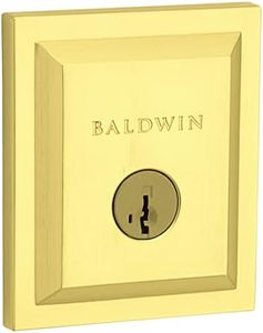 Baldwin Spyglass, Single Cylinder Front Door Deadbolt Featuring SmartKey Re-Key Technology and Microban Protection, in Satin Brass