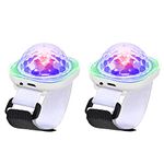 Lancoon Disco Ball Light, Pack of 2 Portable Mini Portable LED Lamp Night Strobe Watch Bracelet USB Charging Voice Controlled with Suction Cup for Child Party Car Dancing DJ Club (White)