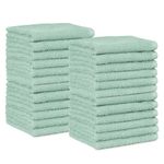 Amazon Basics Washcloth for bathroom, 100% Cotton Extra Absorbent , Fast Drying - salon towels - 24-Pack Seafoam Green, 12 x 12 inches