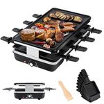 Kidoca 1300 W Indoor Smoke free Korean Electric Barbeque Grill BBQ Raclette Machine Electric Constant Temperature Heating Raclette Table Grill with 8 Cheese Maker Pan and Non-Stick Plate for Home