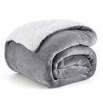 Bedsure Sherpa Fleece Throw Blanket for Couch - Thick and Warm Blankets, Soft and Fuzzy Throw Blanket for Sofa, Grey, 50x60 Inches