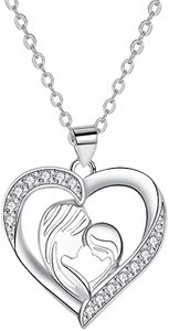 J.MUEN Collana Madre Argento Sterling 925 Madre E Figlia Cuore Ciondolo Collana con Cofanetto Regalo Regali per nonna Mamma Figlia
