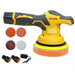 STARQ Cordless Polishing Machine for Car , 12V Cordless, 8 Speed Setting, Variable Speed Control, 2800-5800 RPM, 3500mAh Rechargeable 2 Batteries, Car Polish Machine (Yellow)