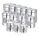 Ebun Heavy Gauge See Through Stainless Steel Containers for Kitchen | Steel Dabba Set for Kitchen | Steel Container with Lid | Capacity 200 Gms to 6 kgs Steel Container for Kitchen Storage | Set of 12