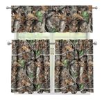 ZFRXIGN Camo Curtain and Valances Set 3 Pack Farm Short Curtain for Living Room Bedroom Office Cafe Home Decor 54 Inch Window Treatments Drapes Tiers Hunting Forest Tree Branch Brown S