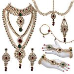 Lucky Jewellery Designer Gold Plated Dulhan Bridal Jewelry Set 8 Pcs. for Girls & Women (WZK-MG)