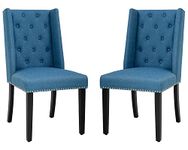 FDW Dining Chairs Set of 2 Dining Room Chairs for Living Room Kitchen Chairs Mid Century Modern Chair upholstered Parsons Chair for Home (Blue)