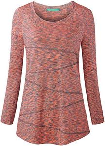 Kimmery Orange Tops for Women Womens Fall Clothes Womens Plus Size Tops Long Sleeve Workout Shirts for Women Yoga Athletic Gym Running Shirt Fall Casual Orange Shirts 3XL