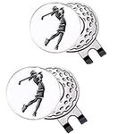 Golf Ball Marker Hat Clip Golf Gift for Men Women Golfer Stainless Iron 2 Hat Clips with 2 Golf Markers Total 4 Pieces (Golfer)