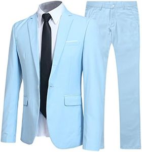 YFFUSHI Slim Fit 2 Piece Suit for Men One Button Casual/Formal/Wedding Tuxedo,Light Blue,XX-Large