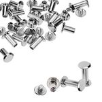 Trimming Shop 9x9mm Chicago Screw Rivets Silver Flat Head, Anti Resistant, Durable Brass for Leathercrafts, Arts, Book Binding, Handicrafts, DIY Decoration, 50pcs