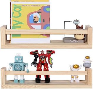 DUICIRX Nursery Room Shelves Set of 2, Wood Floating Book Shelves for Kids Room, Baby Book Shelf for Nursery, Kitchen Spice Rack (Natural Wood- 2 Pack)