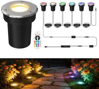 LOHAS Dusk to Dawn Low Voltage Landscape Lighting Warm White + RGB Modes, 6 Pack IP65 Outdoor In Ground Lights with Remote, Timer Color Changing Plug in Low Voltage Well Lights for Yard Garden Walkway
