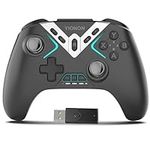 Bluetooth Controller for Windows PC/iPhone/Android/Switch/steam OS/TV, 2.4G Wireless Game Controller with USB Dongle&Phone Clip with Hall Trigger/2 Triggers/Macro/Joystick Speed Down/Gyro Aim/Motors