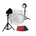 LimoStudio Photography Photo Studio 30 Inch Light Tent Kit, 1 x 30" x 30" Table Top Light Tent, 2 x 45 Watt 6500K Daylight Fluorescent Light Kit, 4 x Backgrounds - White Black Blue Red, AGG379