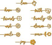 100yellow® Wooden Bookmarks for Book, Words Flowers for Gift | Set of 10 (Gold,6 x 20 cm)