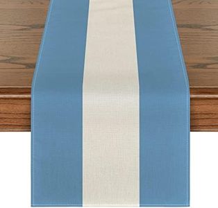 Artoid Mode Argentina Blue White Stripes Table Runner, Miami Soccer Kitchen Dining Table Decoration for Home Party 13x72 Inch