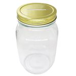 Mczcent Coin Money Piggy Bank with Gold Slotted Lid for All UK Coins, Safe Money Bank Coin Saving Box Pot, Glass Clear Coin Money Saving Jar for Adults Teens Kids Girls Boys, 1000ml