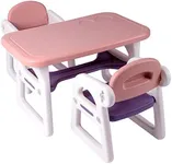 TinyGeeks Kids Table and Chairs Set Safe for Children - New 2023 Activity Table for Kids - Ideal for Drawing and Painting Toddler Table and Chair Set - Mesa para niños - Purple & Pink