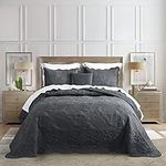 HZ&HY Oversized King Bedspread Dark Grey, Coverlet Bedding Set, Lightweight, Reversible, Luxurious, Matelasse, 3 Piece, 100% Polyester, King/Cal King, Dark Grey