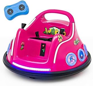 HONEY JOY Kids Ride On Car, 12V Electric Bumper Car for Children W/Remote Control, 360 Degree Spin, Flashing LED Lights, Built-in Music & Wireless Connection, Bumping Toy Cars for Boys Girls (Pink)