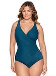 Miraclesuit Women's Plus Size Swimwear Must Have Oceanus Tummy Control Underwire Bra One Piece Swimsuit, Nova, 18W, Nova