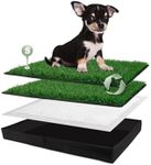 HQ4US Dog Grass Pad with Foldable Dog Litter Box, Small (23”×15”), for Balcony, 2 Artficial Grass Pee Pads for Dogs, Dog Pee Pad Holder, Potty Training…