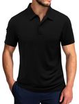 Linvich Short Sleeve Black Polo Shirts for Men Quick Dry Summer Sports Golf Shirts Moisture Wicking Tennis T-Shirts