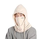 Cold Weather Headgear Quick-Drying Headgear Winter Windproof Warm Fleece Headgear Adjustable Drawstring Motorcycle Headgear Beige One Size