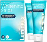 Lumineux Whitening Starter Set – Peroxide Free - Enamel Safe for Whiter Teeth – Includes 7 Whitening Treatments & 2 Pack Whitening Toothpaste, Fluoride Free & Dentist Formulated