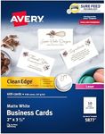 Avery White Clean Edge Two Sided Laser Business Cards, 2 x 3.5 Inches, Box of 400 (5877)