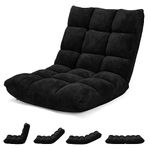 COSTWAY Folding Sofa Chair, 14-Positions Adjustable Lazy Floor Sofa Bed, Single Padded Lounge Sleeper Recliner Floor Chair Seat for Meditation, Gaming and Reading (Black)